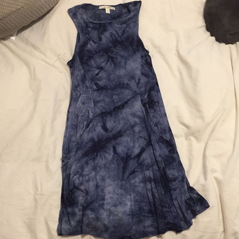Blue Tie- Dye Dress with Pockets